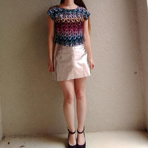 Vintage Multicolor Wave Shaped Sequin Top